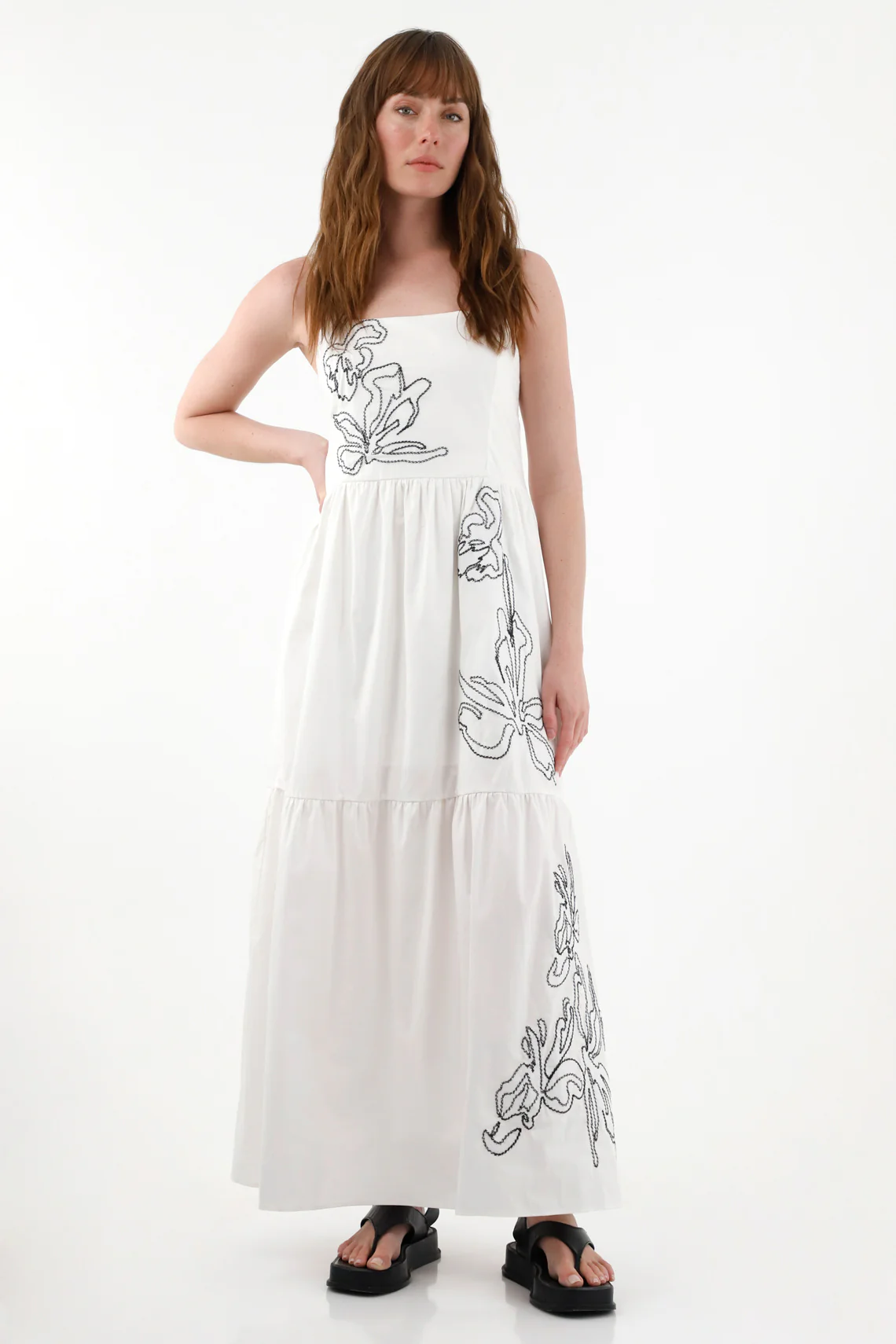 Women's Wide Strap Embroidered Dress - Image 2
