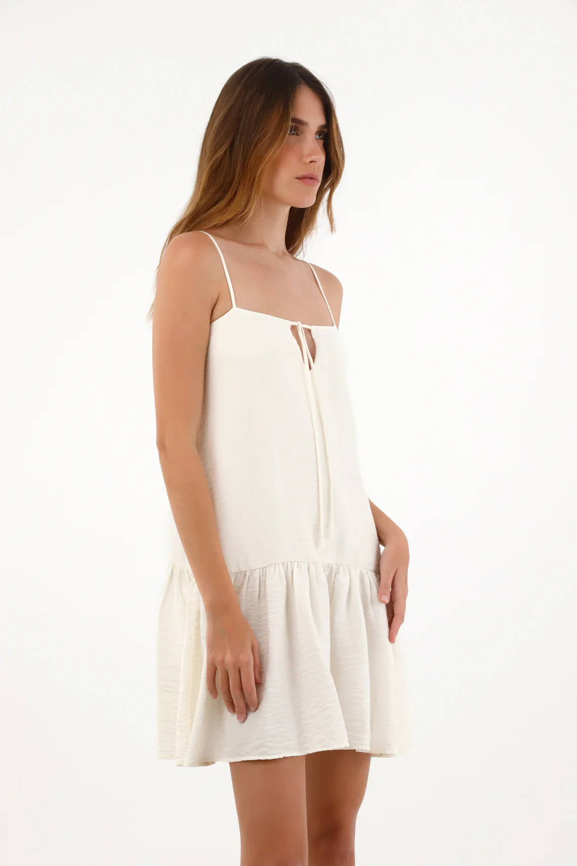 Women's Short Textured Dress in Off-White - Image 2