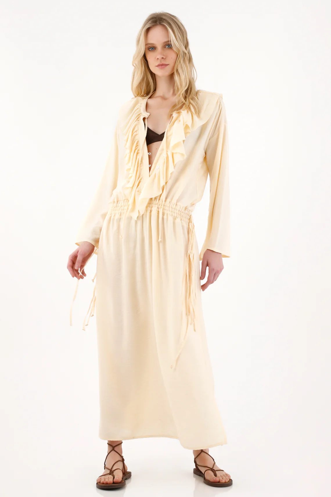 Women's Yellow V-Neck Maxi Dress - Image 2