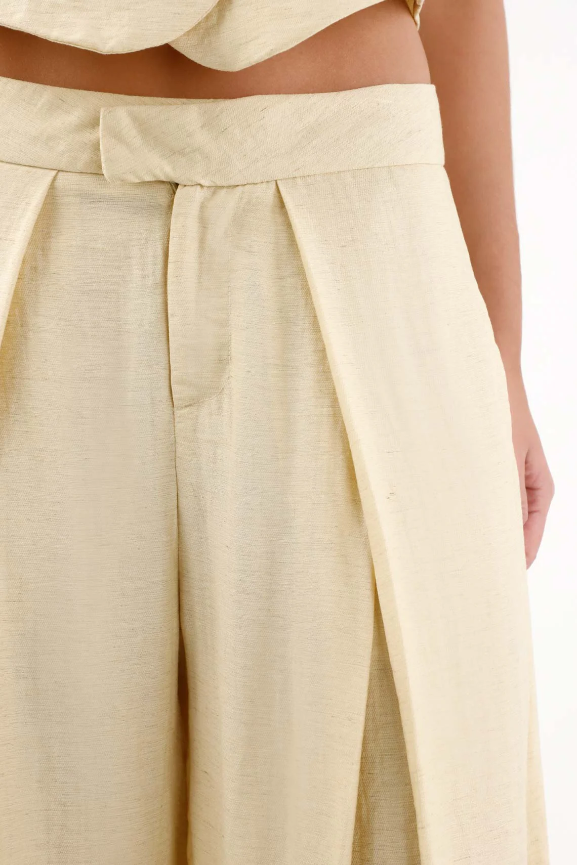 Women’s Sand Linen Palazzo Pants with Front Pleats - Image 4