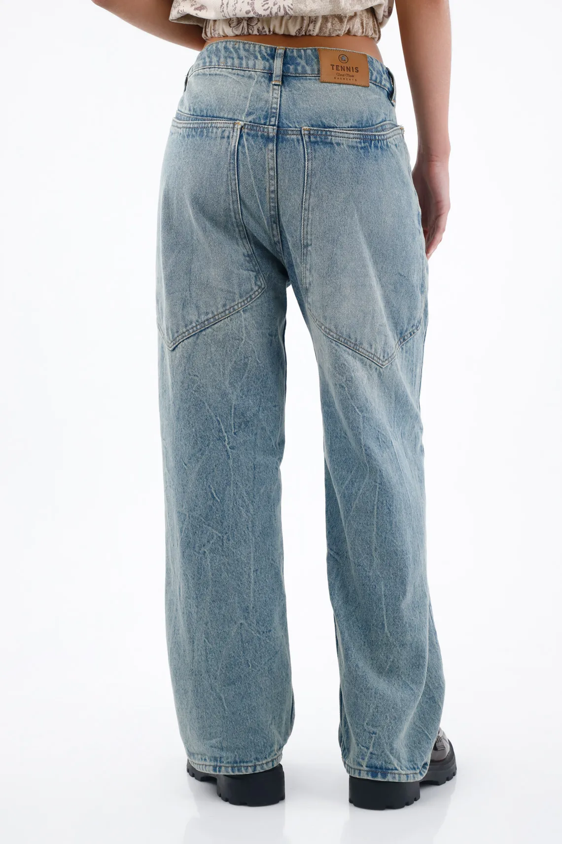 Women's Relaxed Straight Blue Cotton Jeans - Image 6