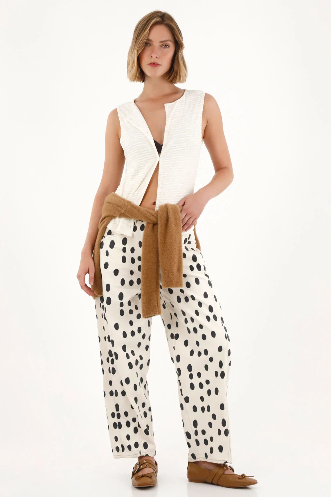 Tank Top with Texture Off-White for Women